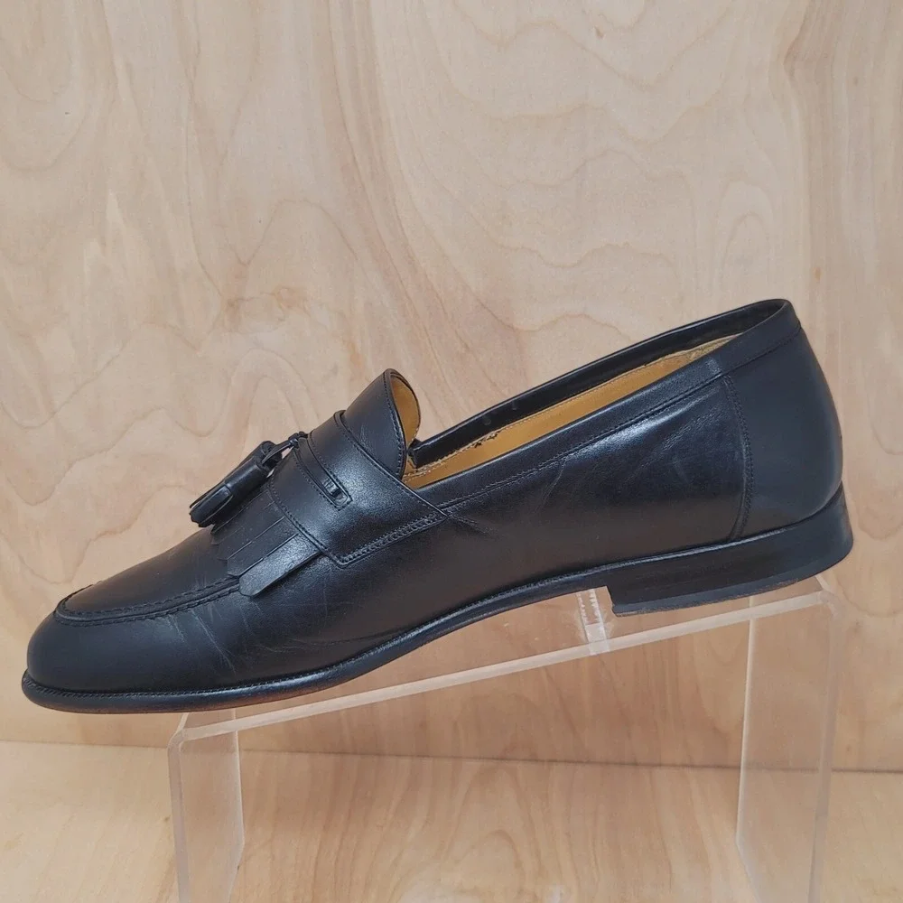 Mezlan Mens Loafers Size 11.5 M Black Leather Tassel Kiltie Dress Shoes Romano